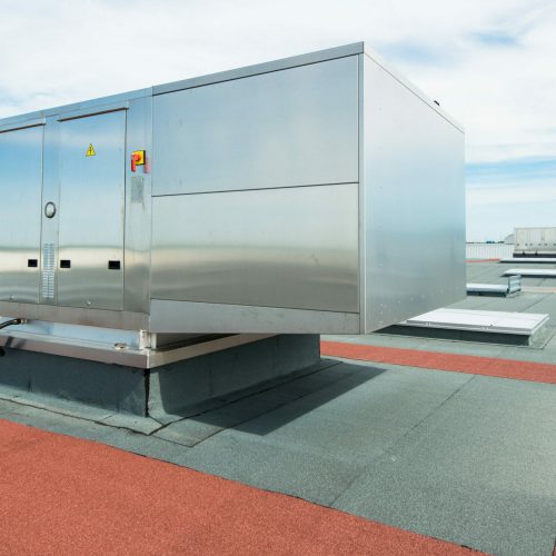 air conditioning ventilation outdoor unit on the roof top of industrial building plant